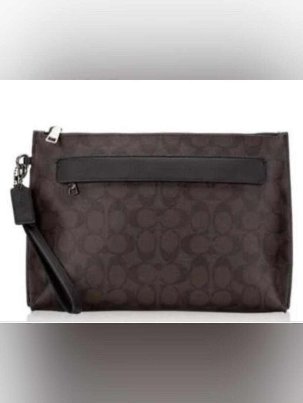 Dark Brown Signature Pattern Wristlet Clutch